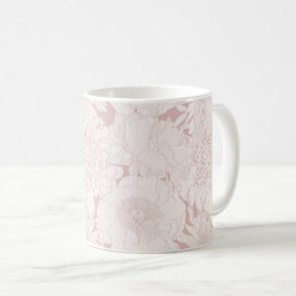 Caneca De Café Jardim de linha desenhado à mão e flores tropicais