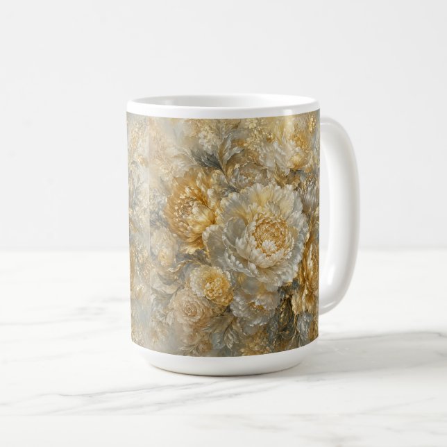 Caneca De Café Jardim de Marfim Dourado (Frente Esquerda)