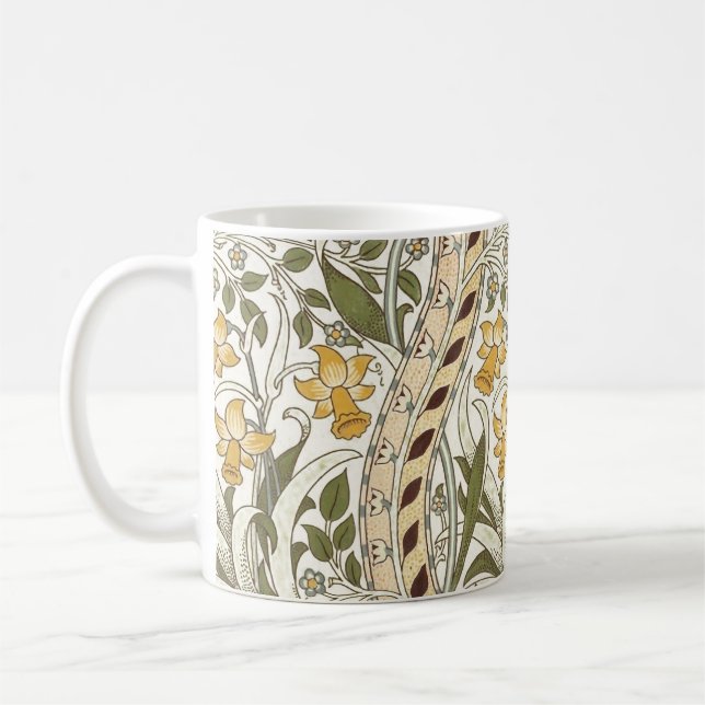 Caneca De Café Jardim de Narcisos William Morris Flor Clássica Bo (Esquerda)