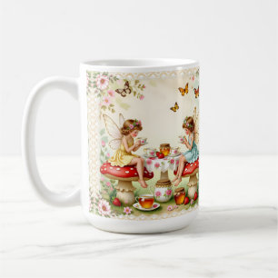 Caneca De Café Jardim de piquenique de fada floral vintage