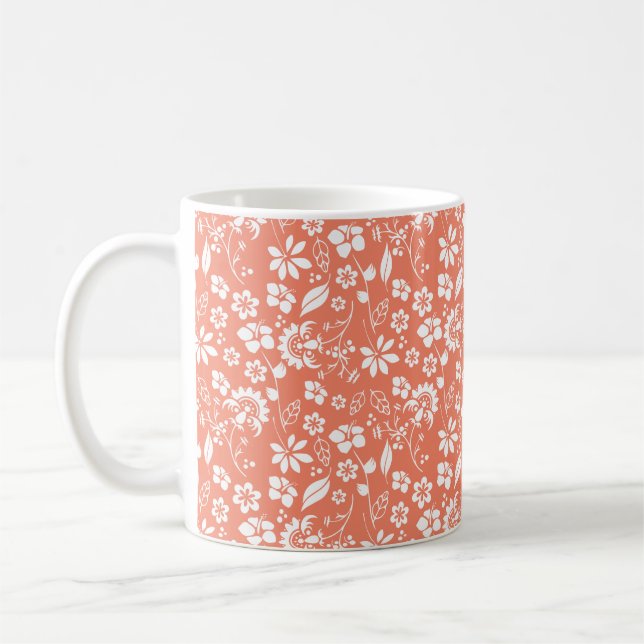 Caneca De Café Jardim de Primavera das Flores Tropicais de Pêsseg (Esquerda)