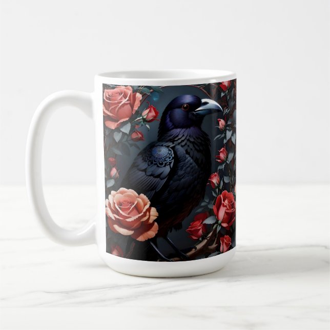 Caneca De Café Jardim de Rosa de Raven Negro Gordo (Esquerda)