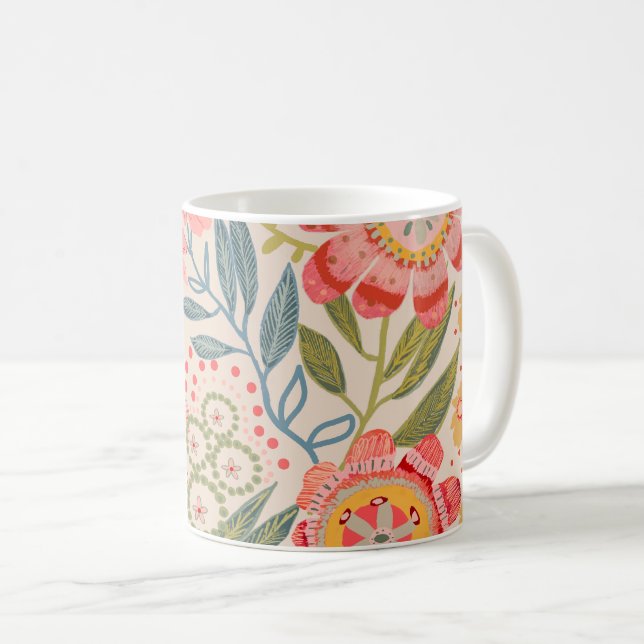 Caneca De Café Jardim de Verão Bold Blooms (Frente Esquerda)