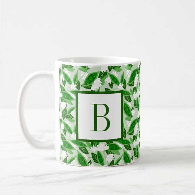 Caneca De Café Jardim do Flor Branco de Pod Verde Flor (Esquerda)