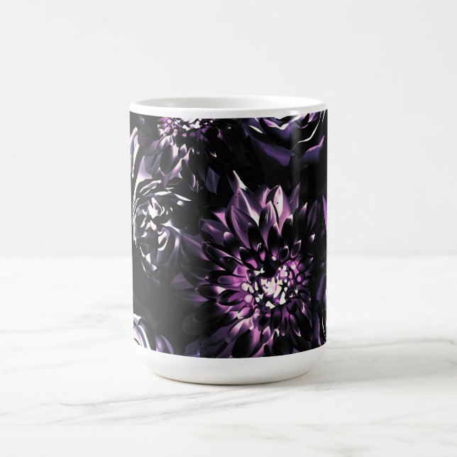 Caneca De Café Jardim Escuro Encantando Flores de Glamour Roxo (Centro)