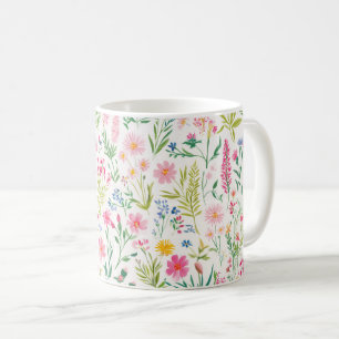 Caneca De Café Jardim Floral de Flores Silvestres da Primavera