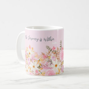Caneca De Café Jardim Floral Rosa com Citação Mindígena Buda