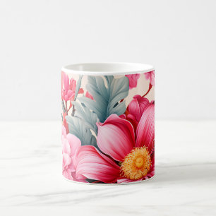 Caneca De Café Jardim Floral Tropical Rosa Exótico