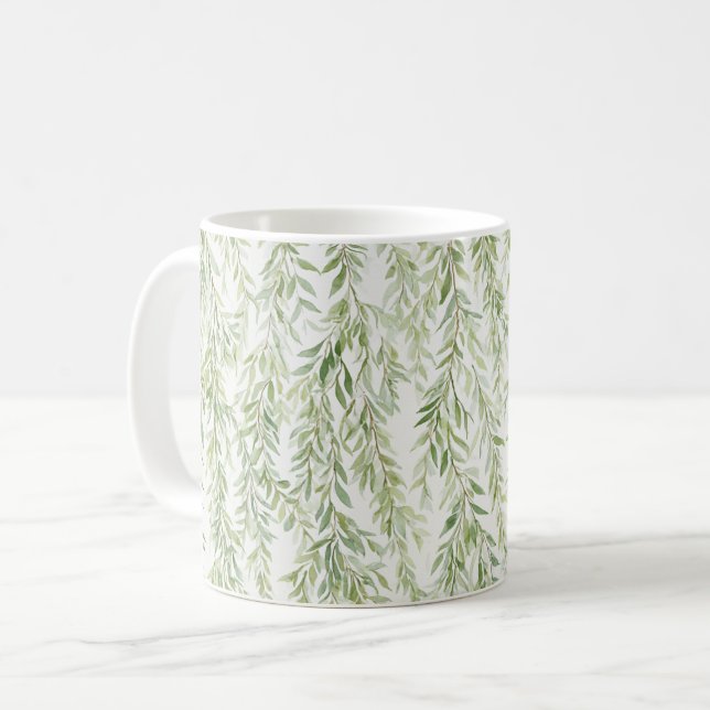 Caneca De Café Jardim Folhas Verdes (Frente Esquerda)