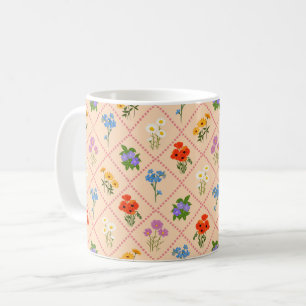 Caneca De Café Jardim Harlequim de Flores Silvestres