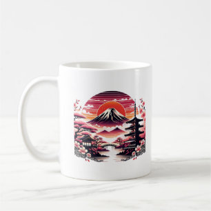 Caneca De Café Jardim Japonês de Sakura Monte Fuji Flor de Cereje