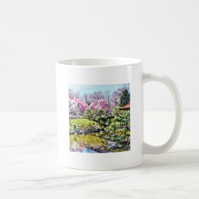 Caneca De Café Jardim Japonês em Primavera (Direita)