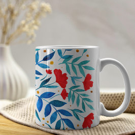 Caneca De Café Jardim mágico - vermelho e turquesa