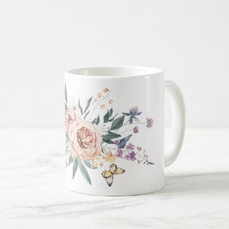 Caneca De Café Jardim ouro | Chic Girly Flower Mug