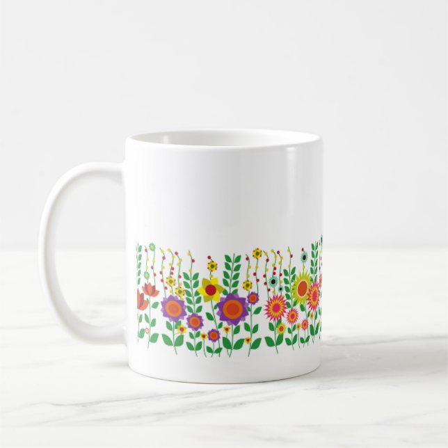 Caneca De Café Jardim - Sem Texto Multi Cores (Esquerda)