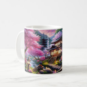 Caneca De Café Jardim Serene Japonês na Pintura de Dusk
