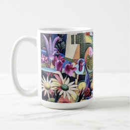 Caneca De Café Jardim Surreal - Ilustração Floral design 1