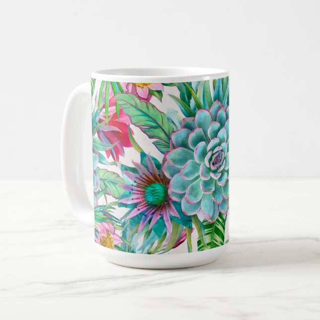 Caneca De Café Jardim tropical suculento (Frente Esquerda)