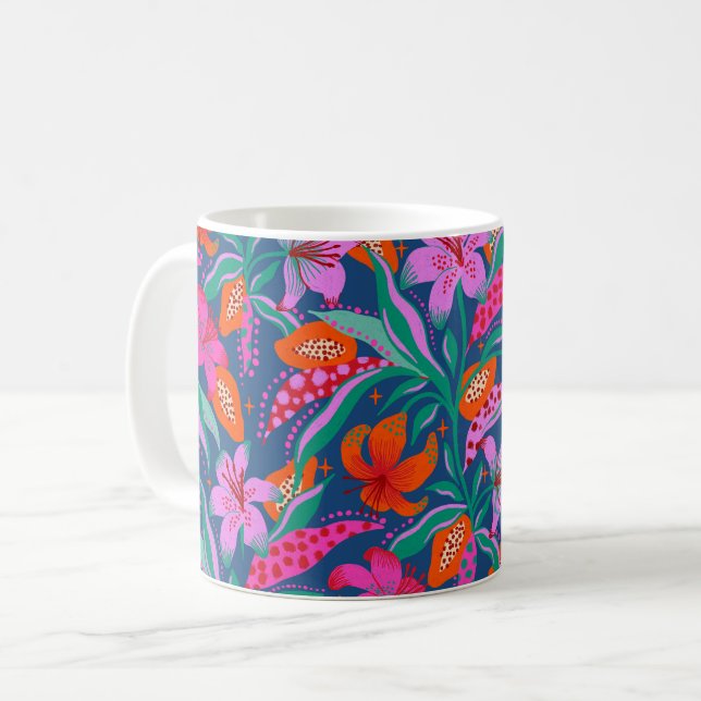 Caneca De Café Jardim Vibrante Botânico (Frente Esquerda)