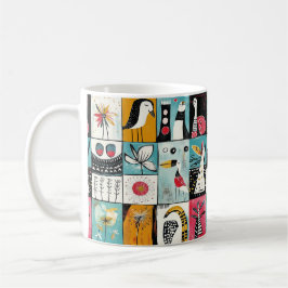 Caneca De Café Jardim Whimsical de Aves e Blooms