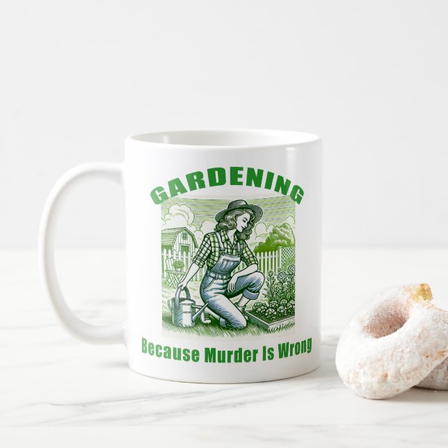 Caneca De Café Jardinagem Porque O Assassinato Está Errado (Com Donut)