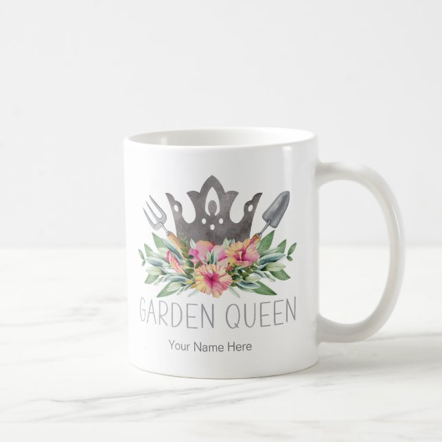 Caneca de Café Jardineira Rainha Boho Aquarela (Direita)