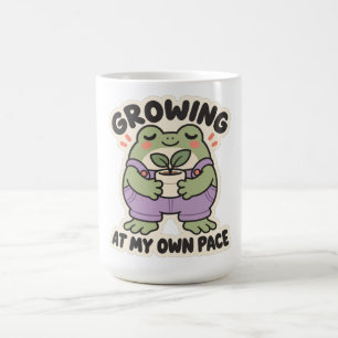 Caneca De Café Jardineira Sapo Crescendo ao Meu Próprio Ritmo