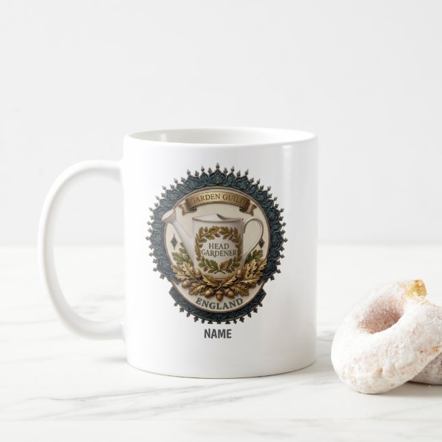 Caneca De Café Jardineiro-Chefe | Relógio de Pulso Personalizado  (Com Donut)