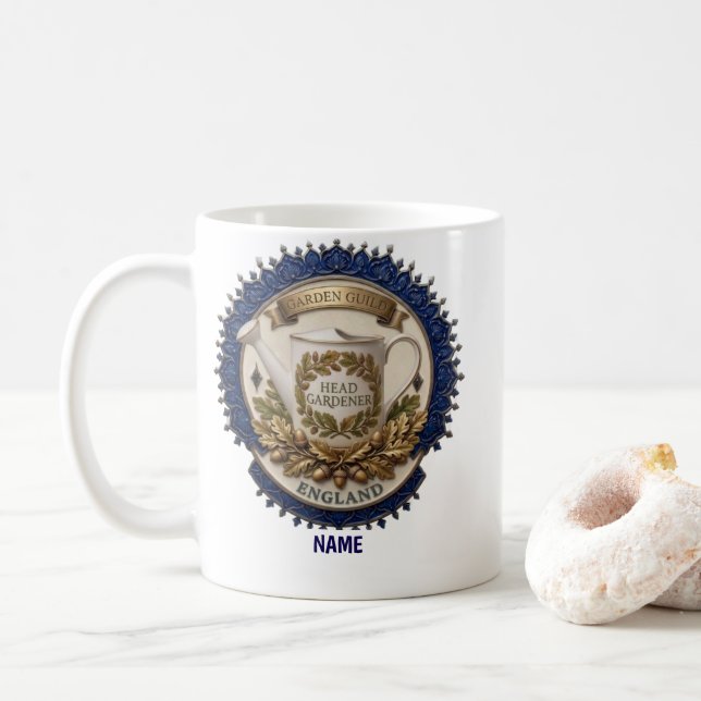 Caneca De Café Jardineiro-Chefe | Relógio de Pulso Personalizado  (Com Donut)