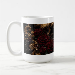 Caneca De Café Jarra de Porcelana Barroca Pavão Dourado
