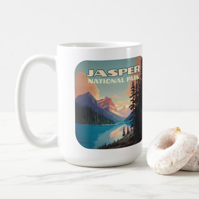 Caneca De Café Jasper National Park Alberta Canada Rockies Retro (Com Donut)