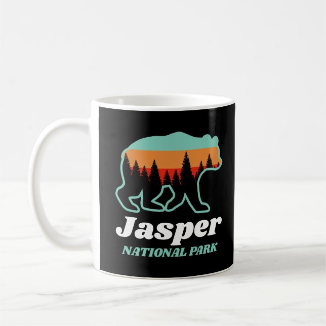 Caneca De Café Jasper National Park Canada Bear Retro (Esquerda)