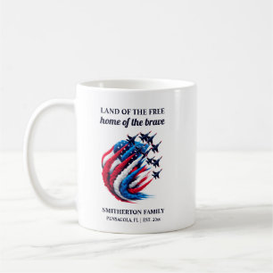 Caneca De Café Jatos de Combate Patrióticos Vermelho Branco Azul