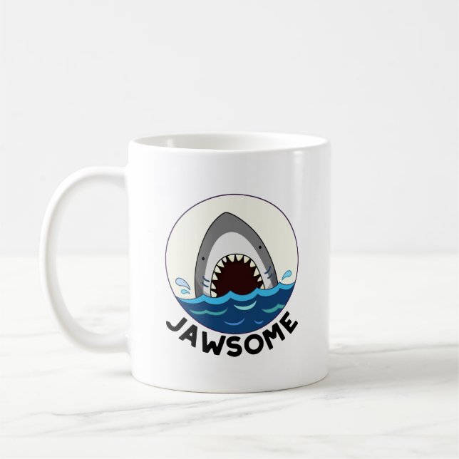 Caneca De Café Jawsome Funny Sharny Teeth Pun (Esquerda)