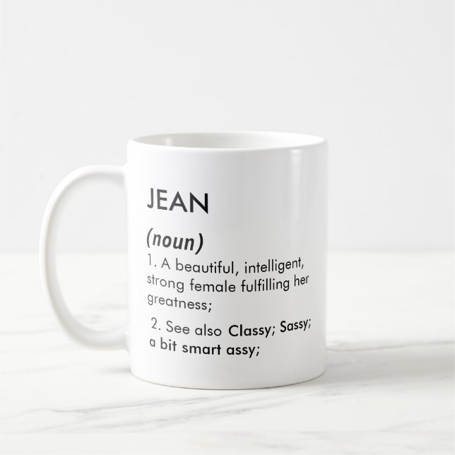 Caneca De Café Jean name, Editable name, Custom name (Esquerda)