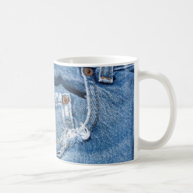 Caneca De Café Jeans Azuis Vestidos Clássicos Molho Branco (Direita)