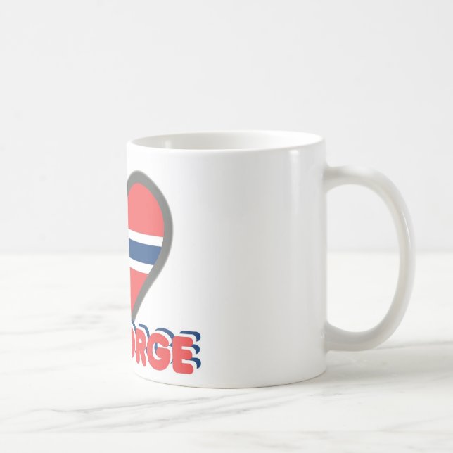 Caneca De Café Jeg Elsker Norge (amor Noruega de I) (Direita)