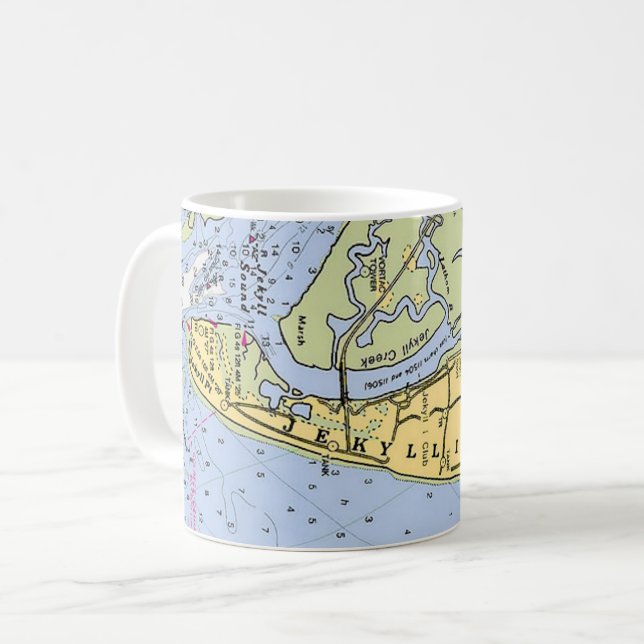 Caneca De Café Jekyll Island Georgia Coast Map Mug (Frente Esquerda)