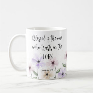 Caneca De Café Jeremiah 17:7 Confie no Lord Scripture Floral