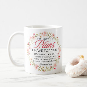 Caneca De Café Jeremiah, 29:11 Flores Rosa, Bíblia Verso