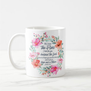 Caneca De Café Jeremiah 29:11 Porque eu conheço os Planos Rosa Fl