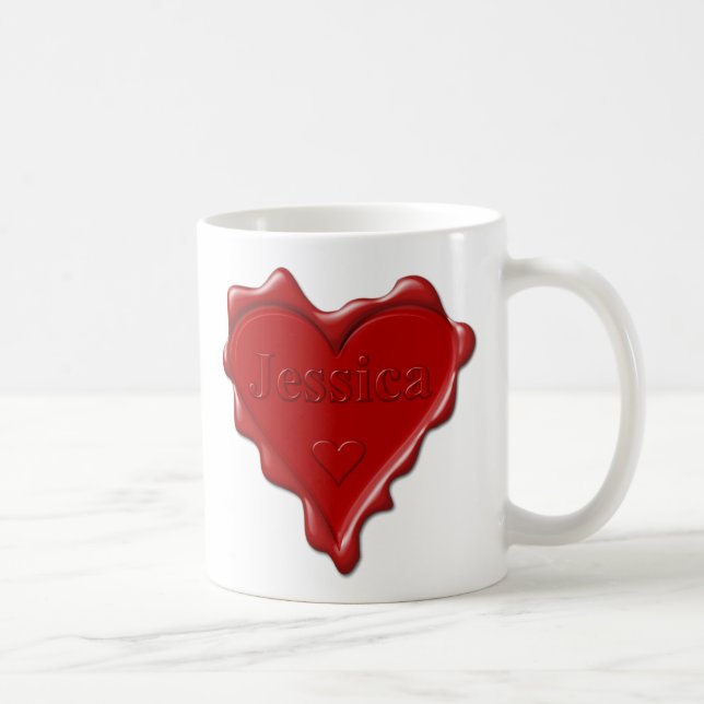 Caneca De Café Jessica. Selo vermelho da cera do coração com (Direita)