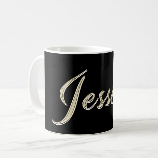 Caneca De Café Jessica white gold Handwriting Tasse Kaffeetasse (Frente Esquerda)