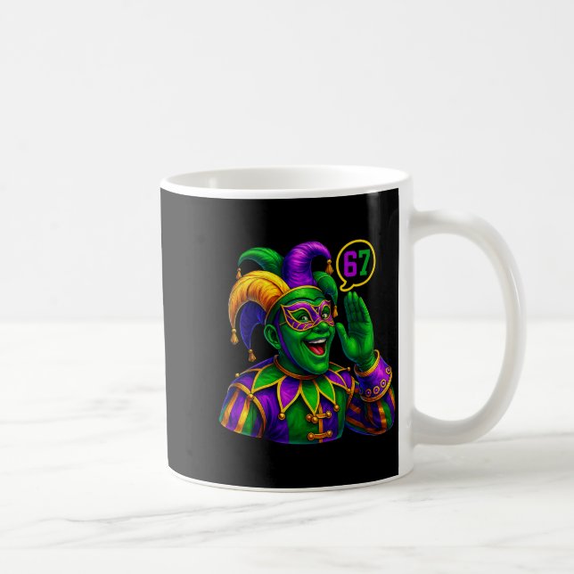 Caneca De Café Jester Saying Six Seven 67 6 7 Meme Mardi Gras Fat (Direita)