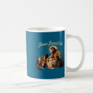 Caneca De Café Jesus Ama Gatos Cristão Amante de Gatos Jesus Abra