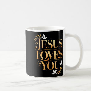 Caneca De Café Jesus Ama Você Pombo E Ramo De Oliveira Elegante C