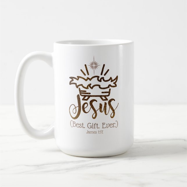 Caneca De Café JESUS BEST GIFT EVER Nativity Scripture Christmas  (Esquerda)