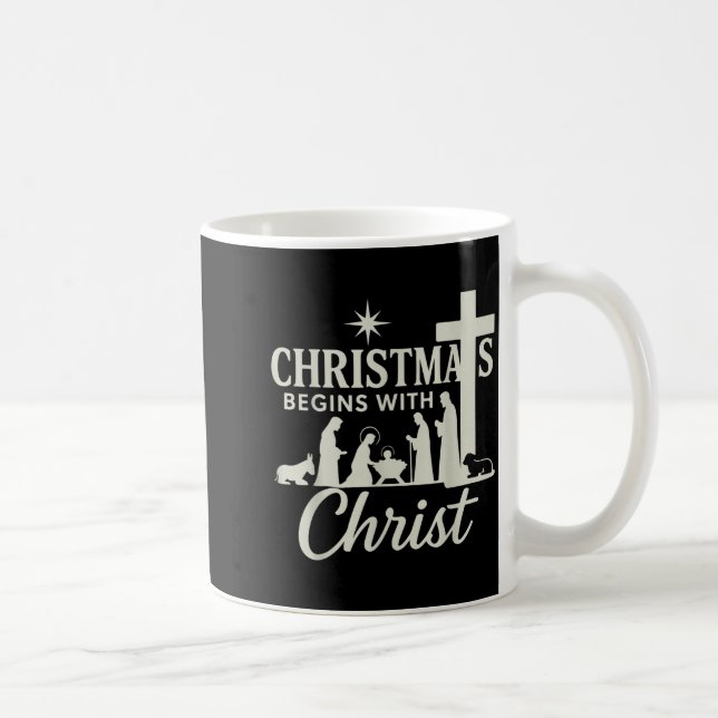 Caneca De Café Jesus Christmas Begins With Christ Pjs Pajamas Tod (Direita)