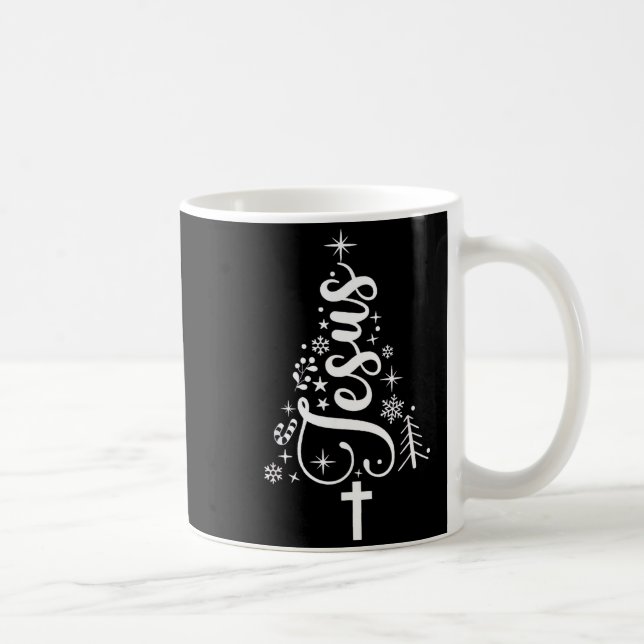 Caneca De Café Jesus Christmas Tree Bible Verse  (Direita)