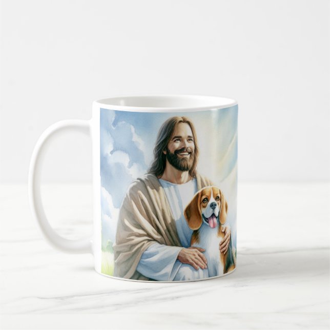Caneca De Café Jesus com o Beagle (Esquerda)
